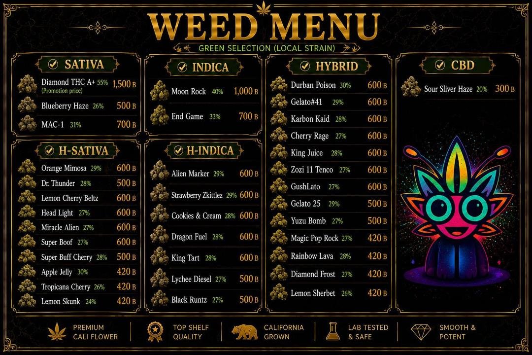 high thai weed cannabis menu